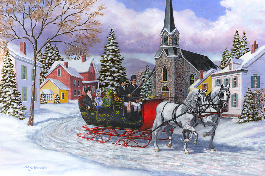 Christmas Painting - Victorian Sleigh Ride by Richard De Wolfe
