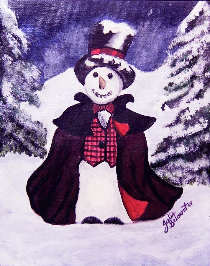 Victorian Snowman Painting by Julie Belmont