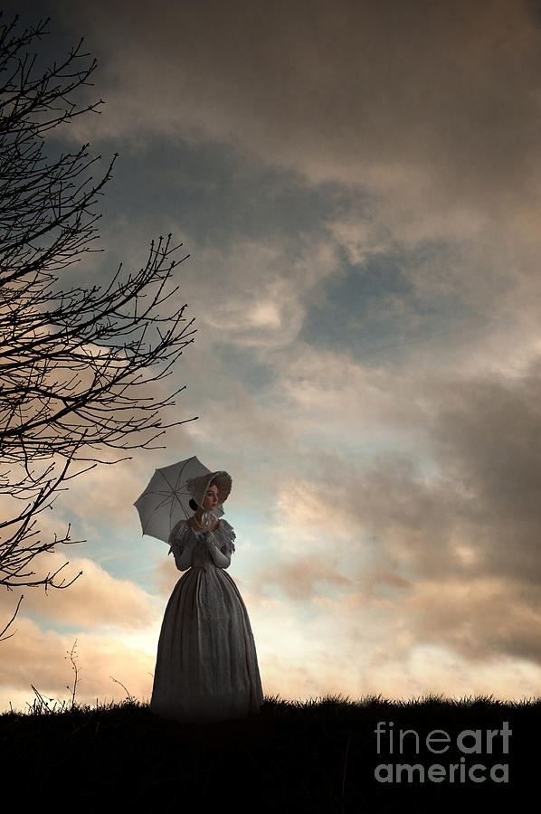 Victorian Woman Alone In A Landscape In Silhouette Photograph by Lee Avison
