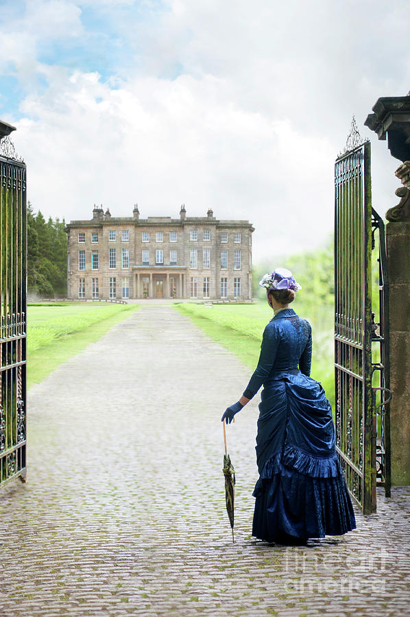 Victorian Woman At The Gates Of A Mansion House Photograph by Lee Avison
