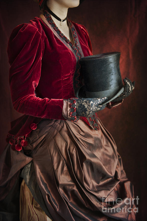 Victorian Woman Holding A Top Hat Photograph by Lee Avison