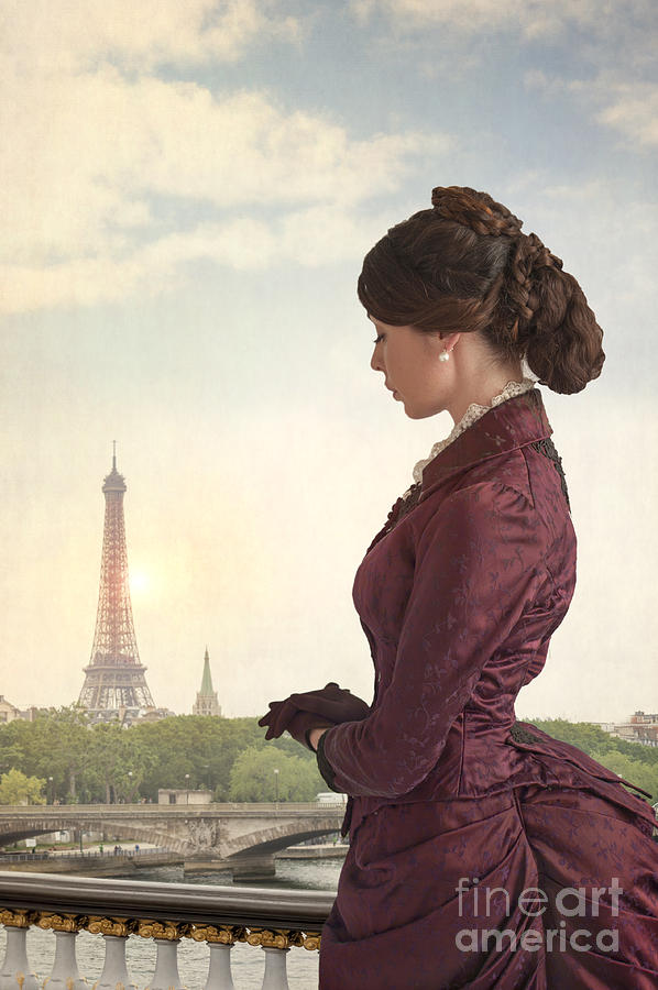 Victorian Woman In 19th Century Paris With Eiffel Tower Photograph by Lee Avison
