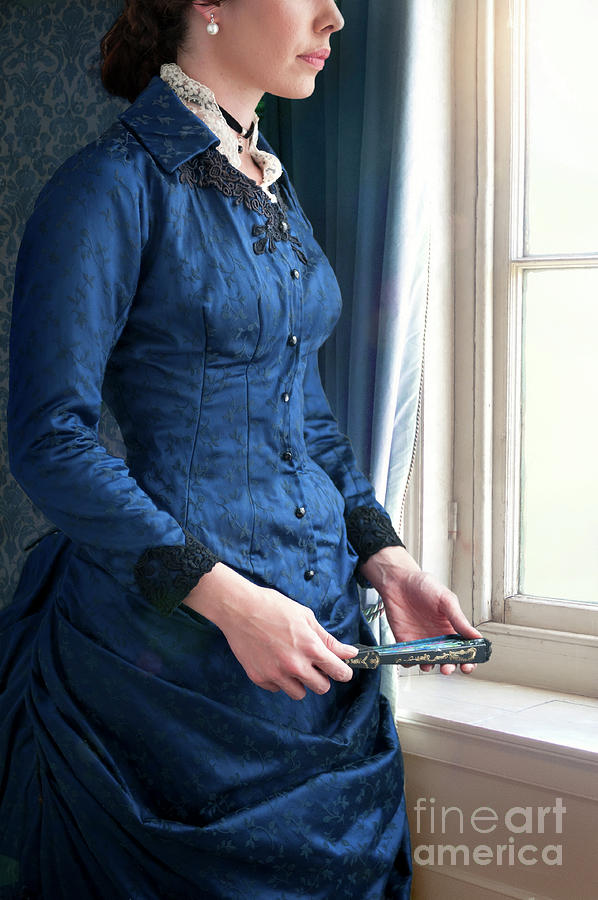 Victorian Woman In A Blue Dress At The Window Photograph by Lee Avison