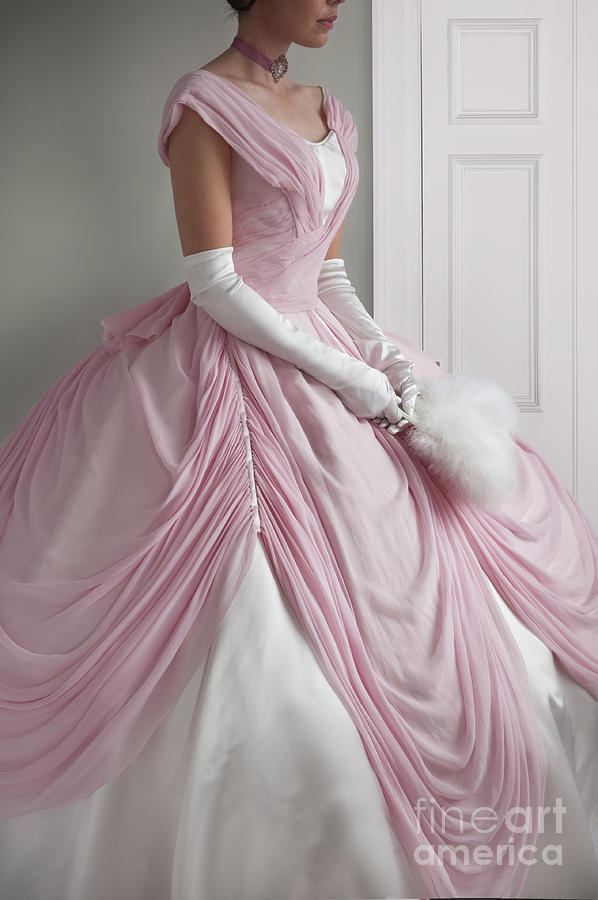 Victorian Woman In A Pink Evening Dress Anonymous Detail Photograph by Lee Avison