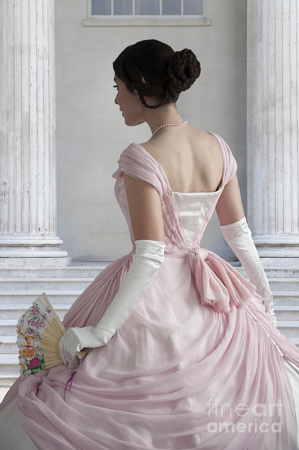 Victorian Woman In A Pink Evening Dress Photograph by Lee Avison