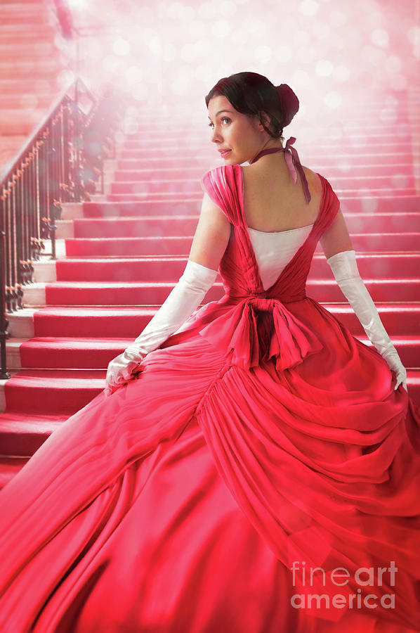 Victorian Woman In A Red Ball Gown  Photograph by Lee Avison