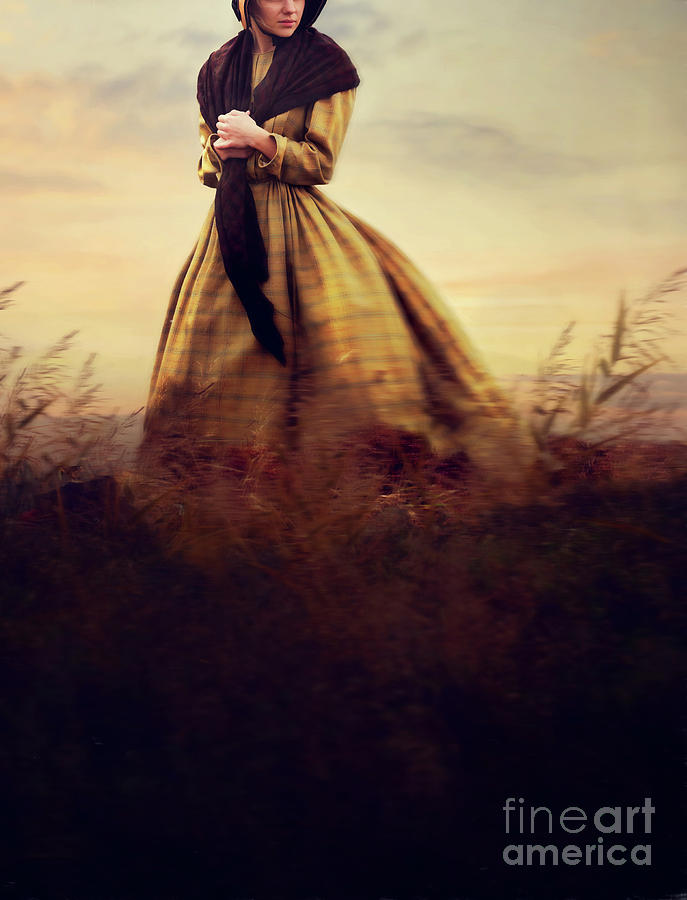 Victorian Woman In A Tartan Dress On The Windy Moors Photograph by Lee Avison