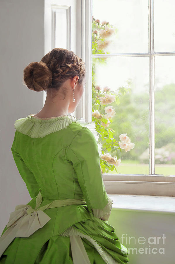 Victorian Woman In Green Dress At The Window Photograph by Lee Avison