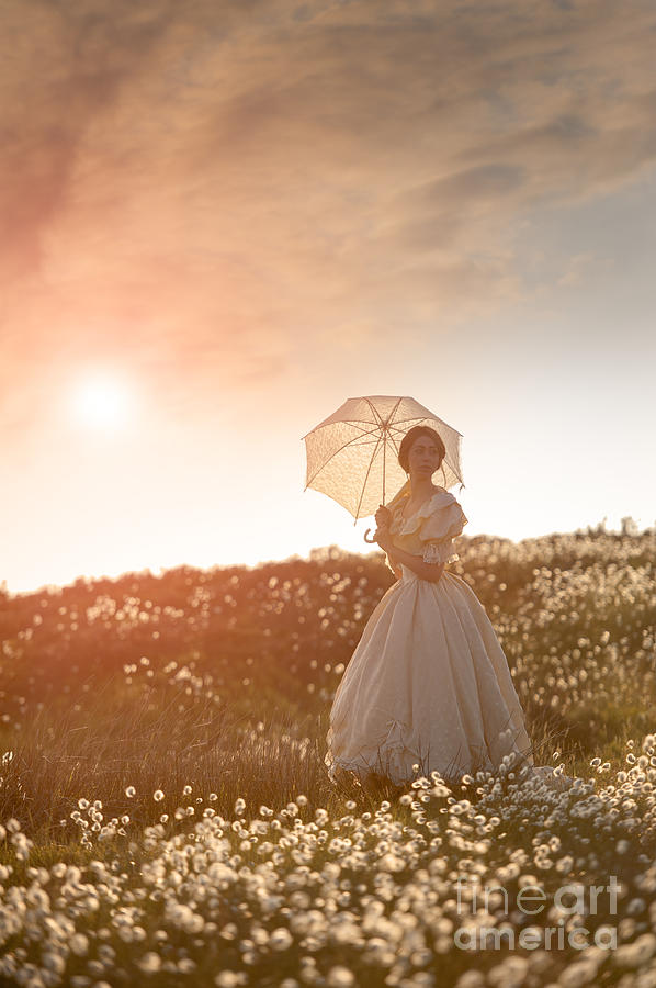 Victorian Woman On A Hillside At Sunset Photograph by Lee Avison