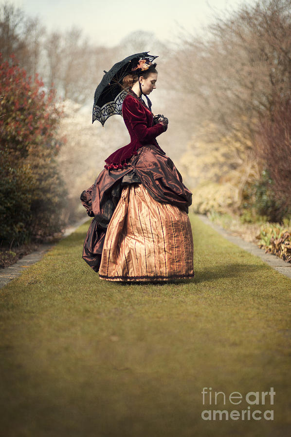 Victorian Woman On A Lawned Path Photograph by Lee Avison