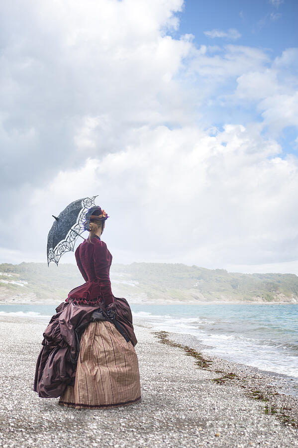 Pebbles Photograph - Victorian Woman On The Beach  by Lee Avison
