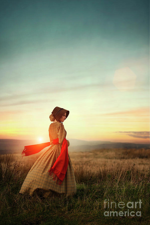 Victorian Woman On The Moors At Sunset Photograph by Lee Avison