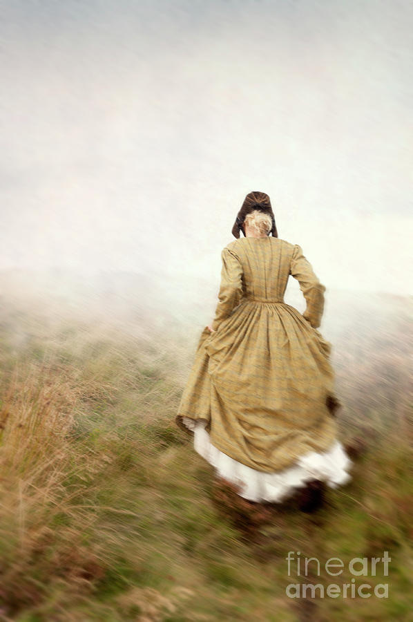 Victorian Woman Running On The Misty Moors Photograph by Lee Avison