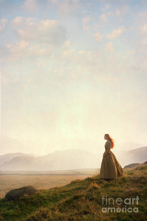 Victorian Woman Standing Alone On A Hillside  Photograph by Lee Avison