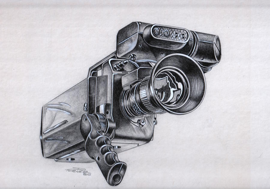 vintage video camera drawing