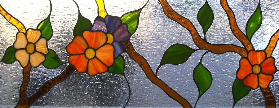 Vidriera Con Flores Glass Art by Justyna Pastuszka