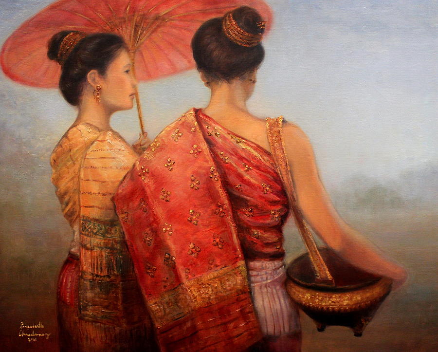 Viengchan and Luang Prabang Painting by Sompaseuth Chounlamany