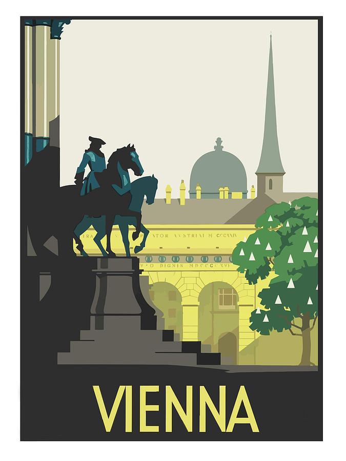 Vintage Painting - Vienna, Austria, vintage travel poster by Long Shot