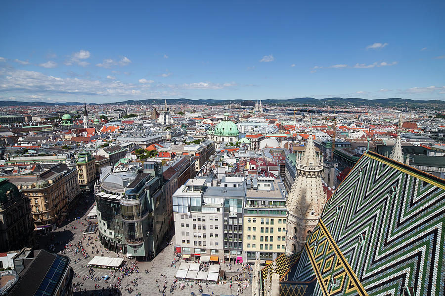 Vienna City Cityscape Above Stephansplatz Photograph by Artur Bogacki