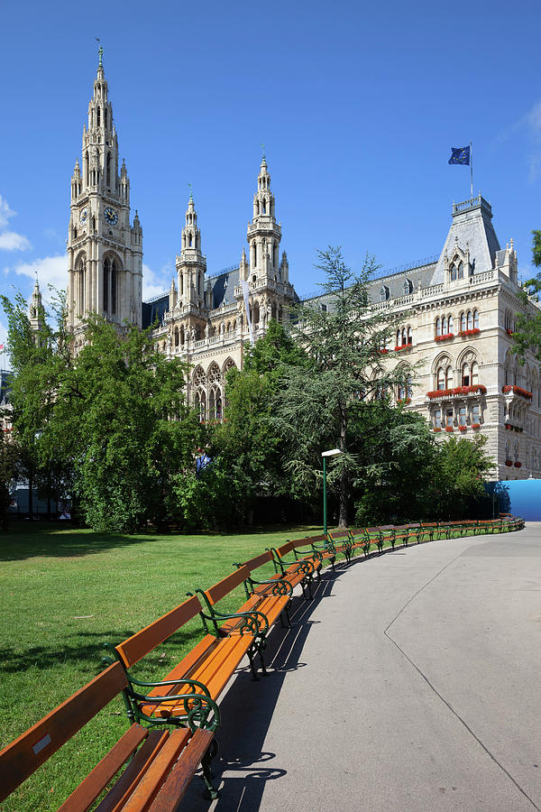 Architecture Photograph - Vienna City Hall From Rathausplatz Park by Artur Bogacki