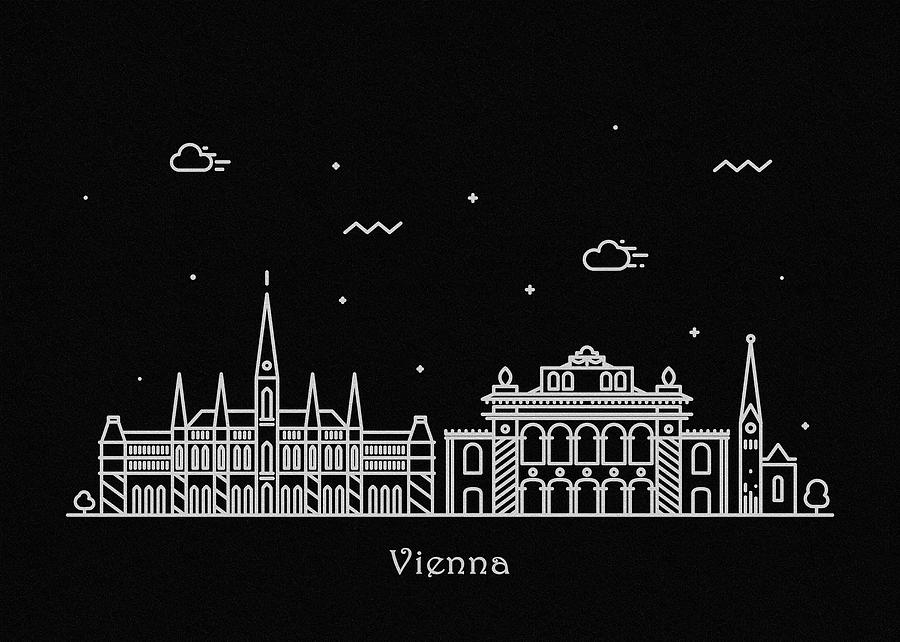 Vienna Skyline Travel Poster Drawing by Inspirowl Design