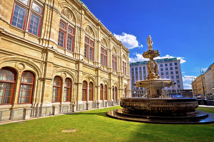 Vienna state Opera house fountain and architecture view Photograph by Brch Photography
