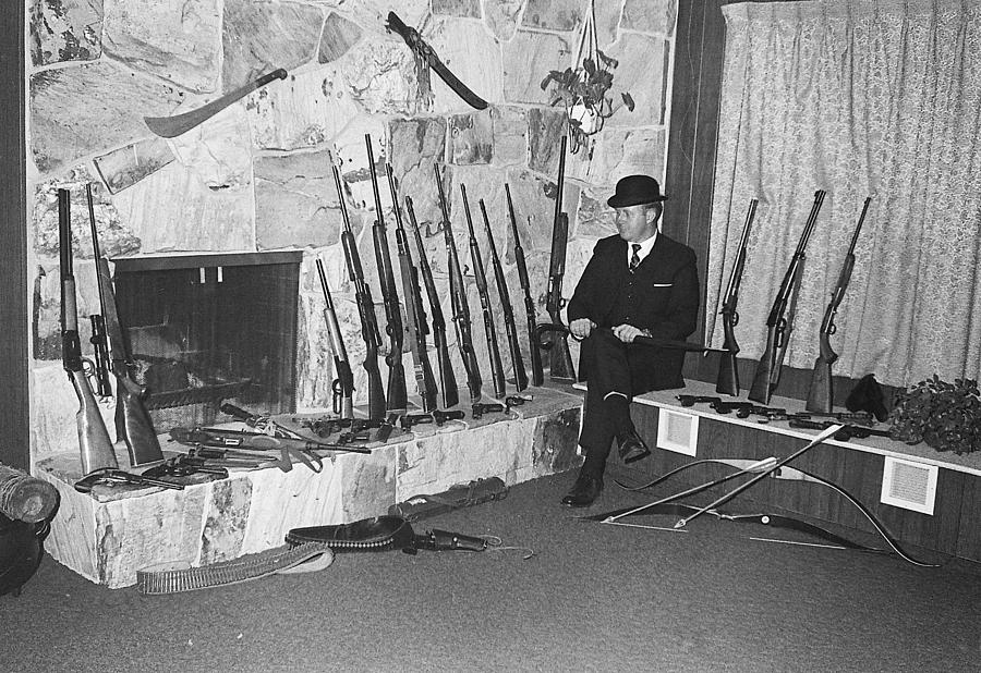 Viet Nam vet John Dane with his weapons collection American Fork Utah 1975 Photograph by David Lee Guss