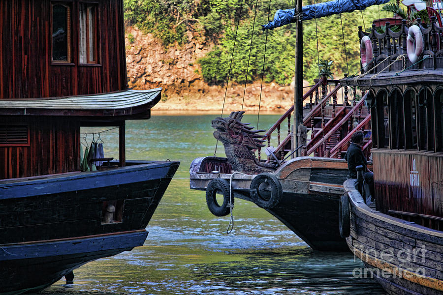 Vietnam Boats Docked Ha Long Bay  Photograph by Chuck Kuhn