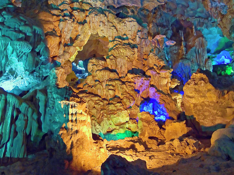 Vietnam Illuminated Cave Photograph by Sally Weigand