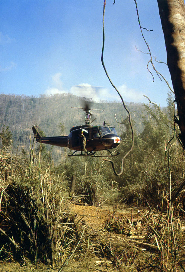 Helicopter Photograph - Vietnam War, South Vietnam, A Uh-1d by Everett