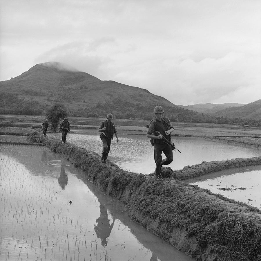 History Photograph - Vietnam War. Us Marines Move Along Rice by Everett