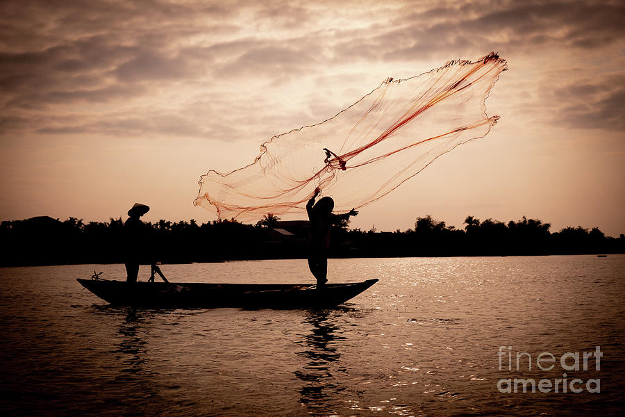 Vietnamese Fishermen Casting Net Photograph by Lisa Top - Fine Art
