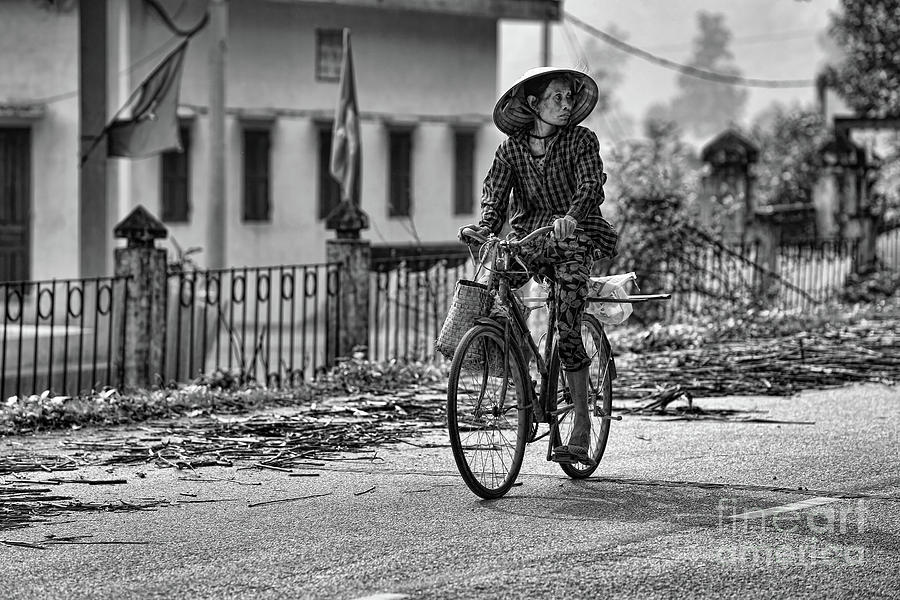 Landscape Photograph - Vietnamese woman Bicycle  by Chuck Kuhn