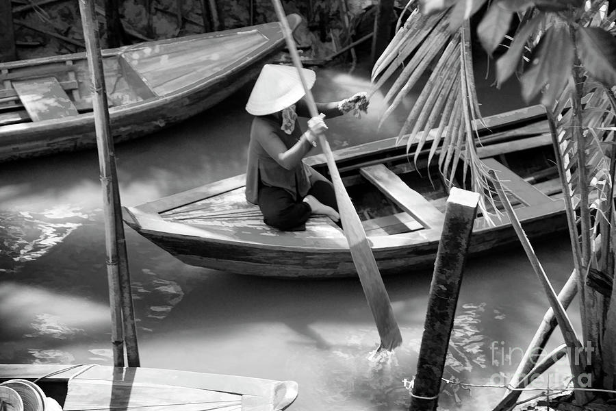 Vietnamese Woman Boat Ores Really for Tourist Mekong Delta  Photograph by Chuck Kuhn