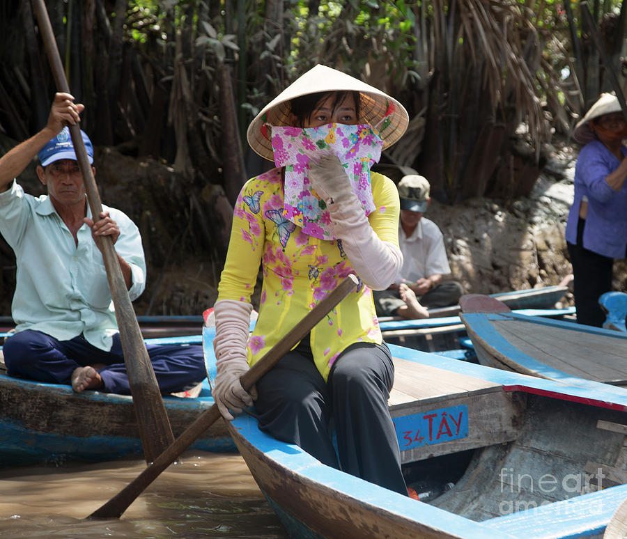 Vietnamese Woman Face Protection Mekong Delta  Photograph by Chuck Kuhn