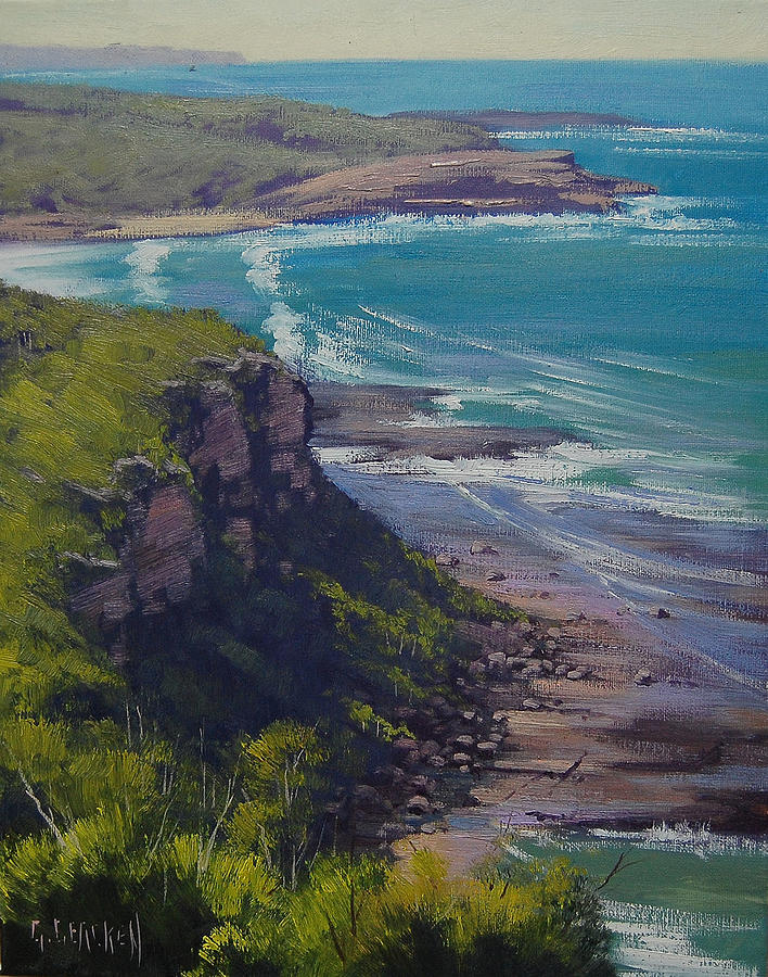 Seascape Painting - View Across Frazer Beach  nsw Australia by Graham Gercken