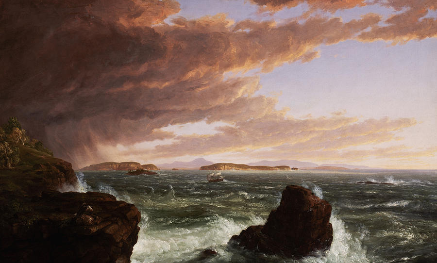Nature Painting - View across Frenchmans Bay from Mt. Desert Island after a squall by Thomas Cole
