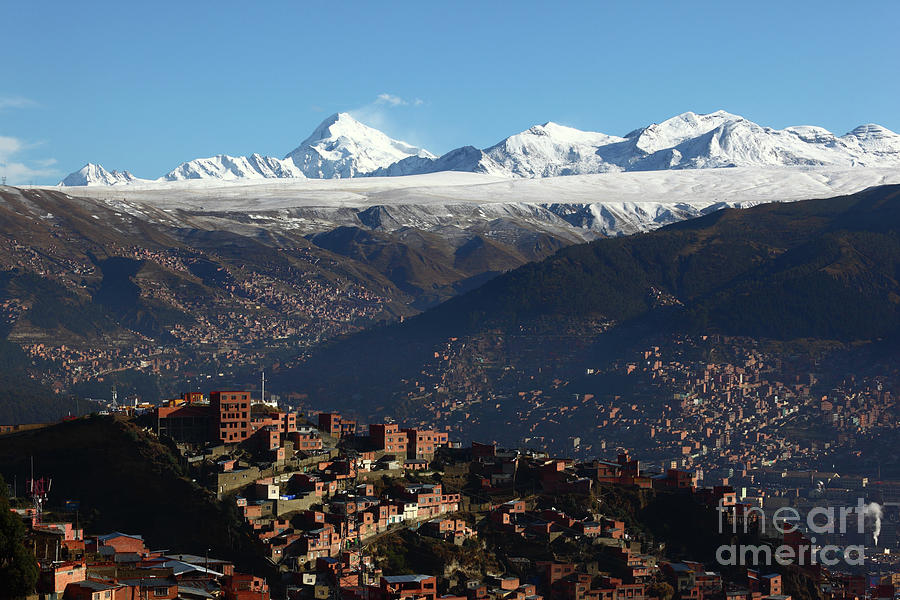 View Across La Paz to the Cordillera Real Mountains Bolivia Photograph by James Brunker