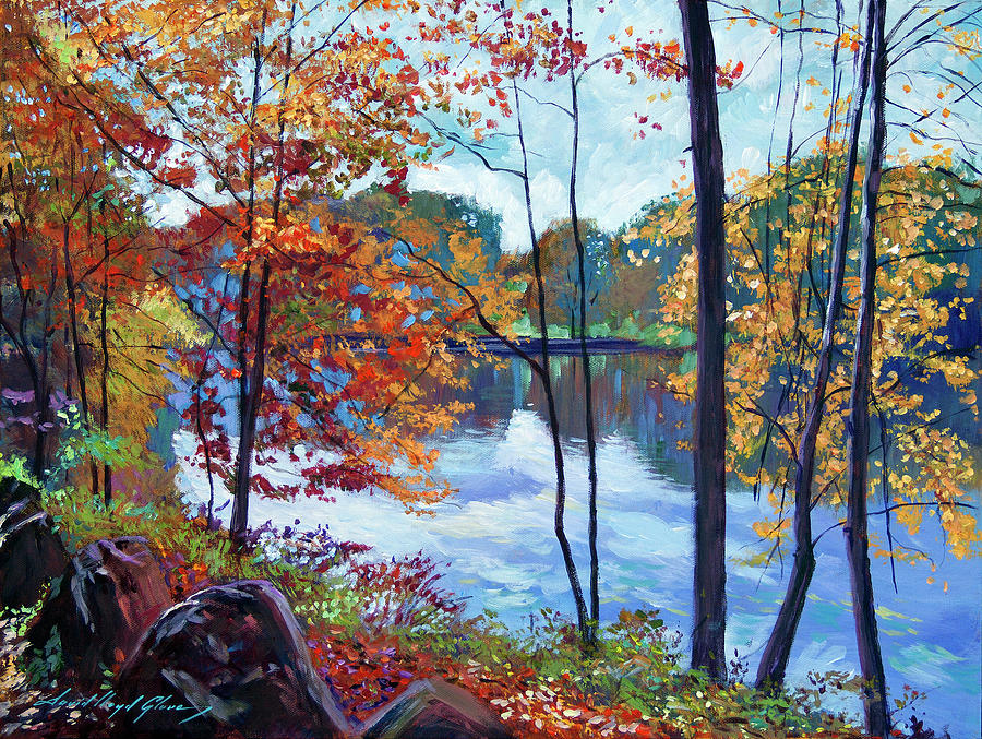 View Across The Lake Painting by David Lloyd Glover