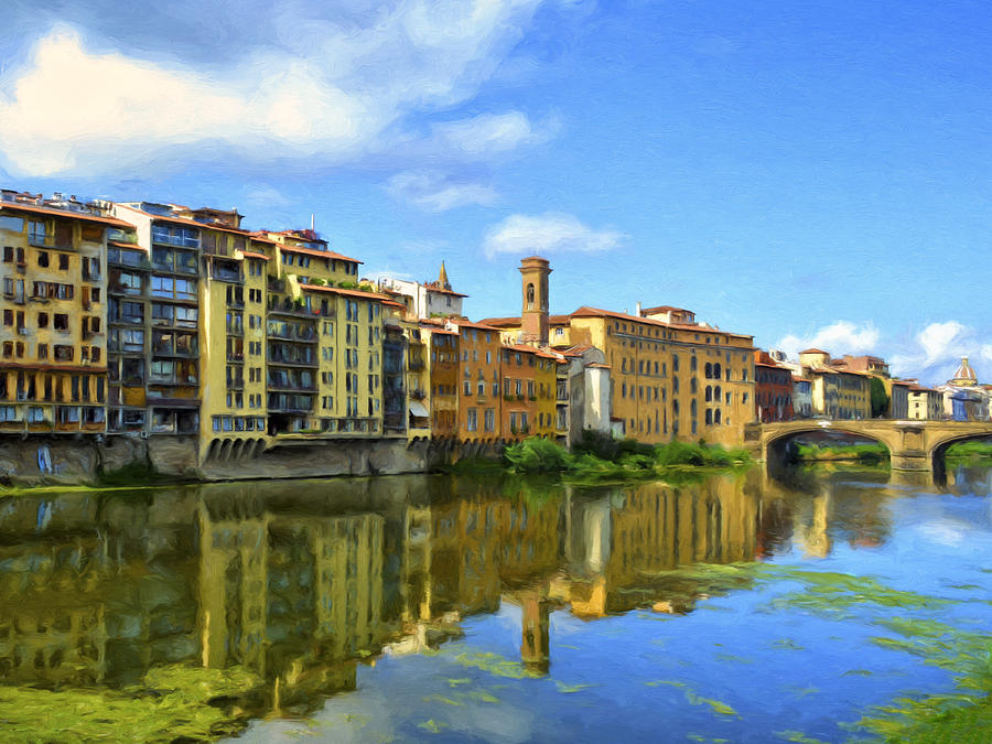 View Across the River Arno Painting by Dominic Piperata