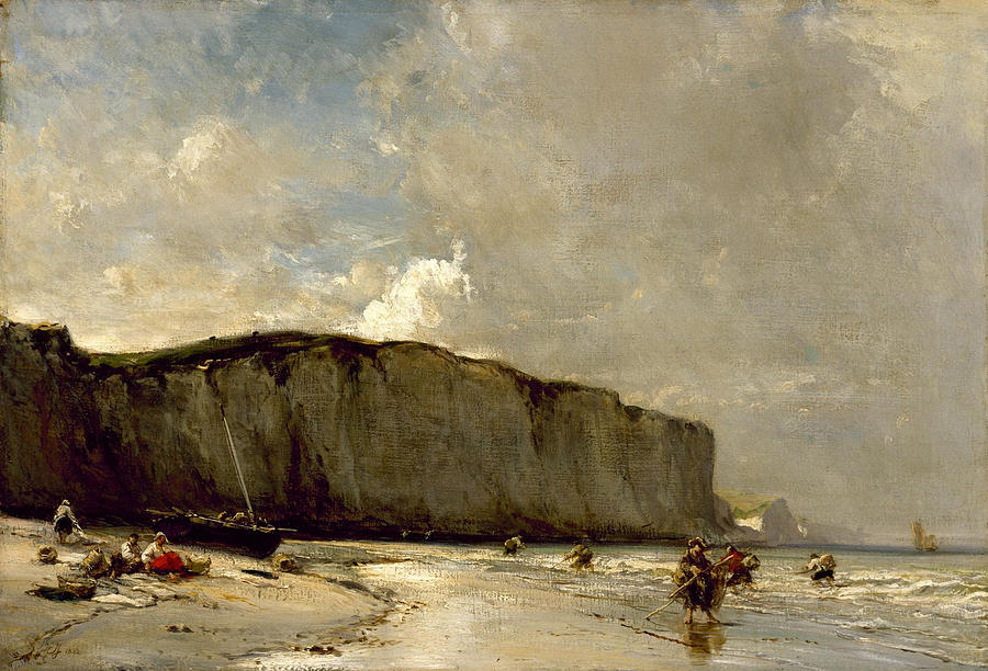 View Along the Norman Coast Painting by Eugene Isabey
