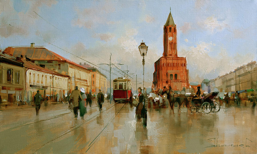 View at Sukharev tower. From the series Old Moscow. Painting by Alexey ...