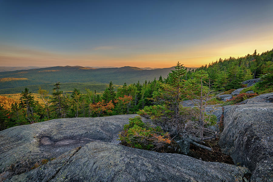 Tree Photograph - View at Sunset from Tumbledown Mountain by Rick Berk