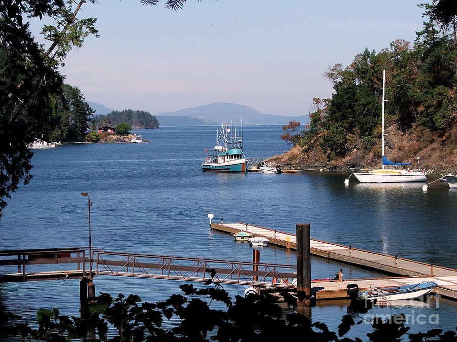 Boat Photograph - View from Buchart Gardens by Robert Meanor