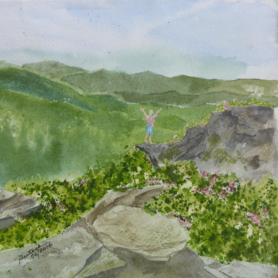 View from Craggy Gardens - a watercolor sketch  Painting by Joel Deutsch