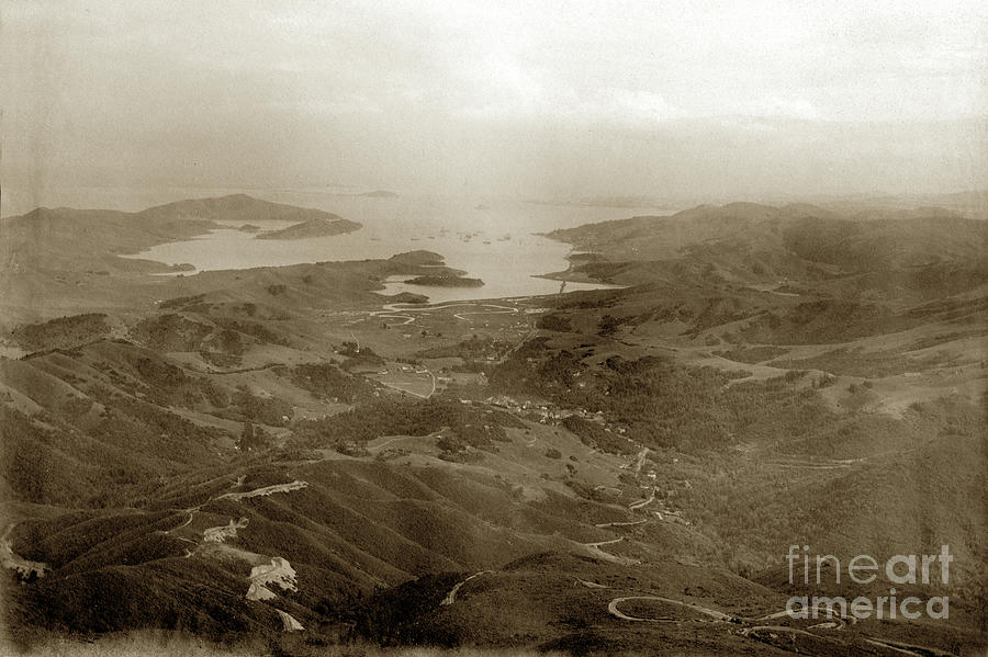 Mt. Tamalpais Photograph - View from Mt. Tamalpais showing Scenic railway R/R track and Richardson Bay by Monterey County Historical Society