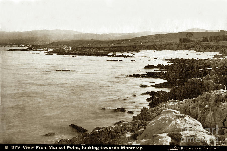 Beach Photograph - View From Mussel Point, New Monterey Looking towards Monterey 1880 by Monterey County Historical Society