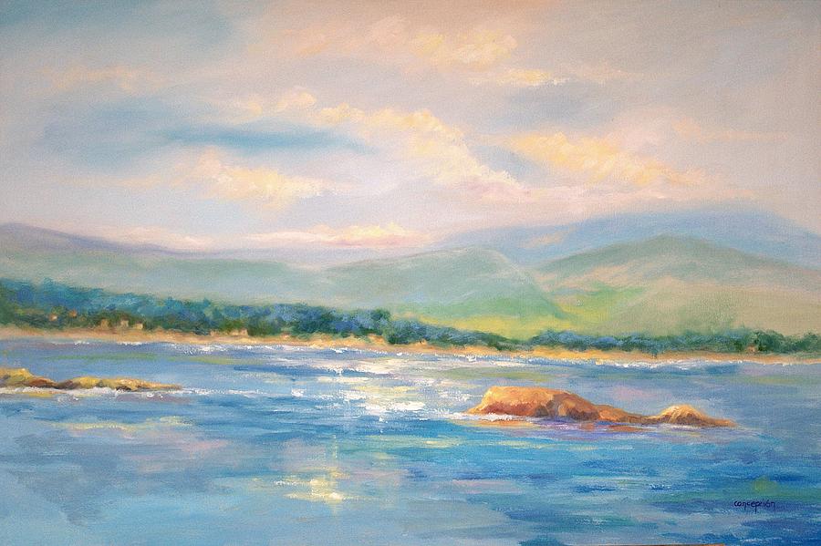 View From Pebble Beach Grille Painting by Ginger Concepcion