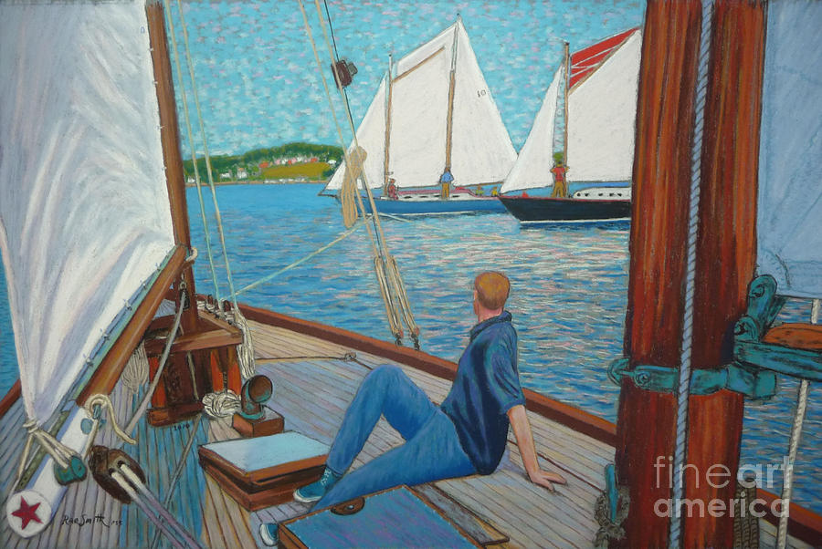 View from Schooner Avenger Pastel by Rae  Smith PSC