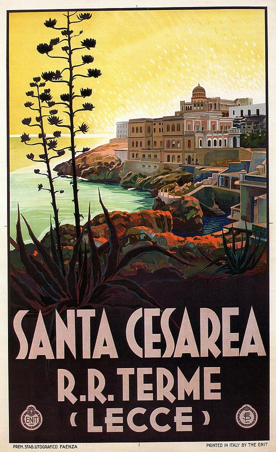 View From The Bay Of Santa Cesarea Terme - Apulia, Italy - Vintage Travel Poster Painting